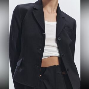 Zara FITTED SHORT WOOL BLEND JACKET ZW COLLECTION Size XL